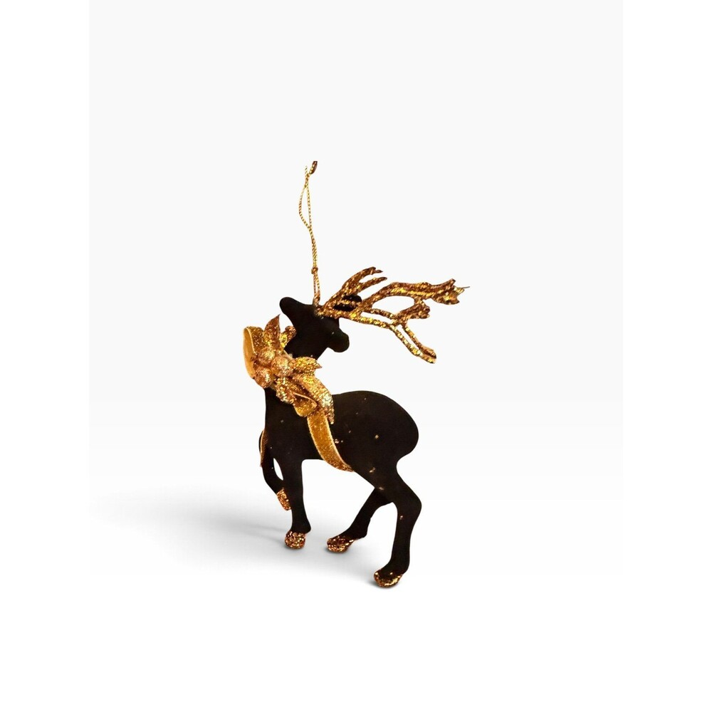 Christmas Macy’s Holiday Lane black matte deer with gold antlers & accent
